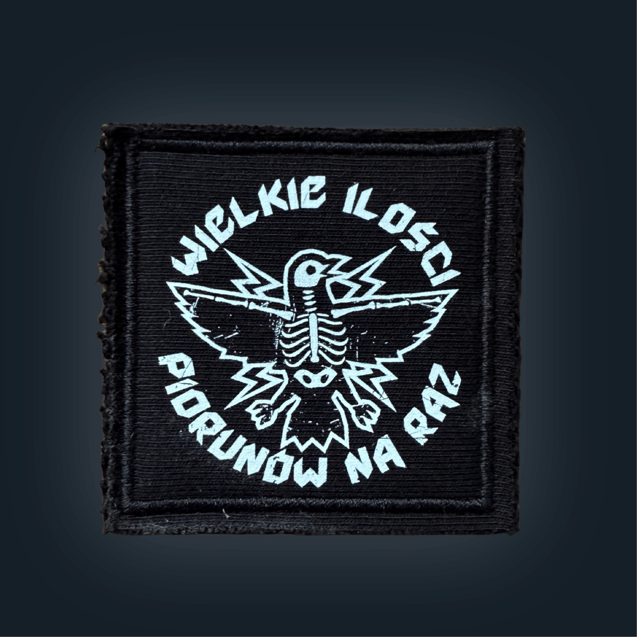 Biała naszywka z ptakiem